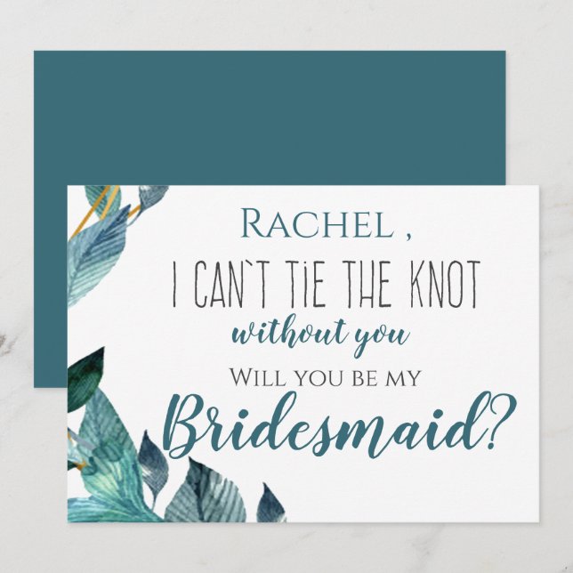 Blå Löv... Jag kan inte tippa Knot utan dig Inbjudningar (Fram/baksida)