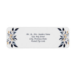 Blå Löv med Guld Returadress Etikett
