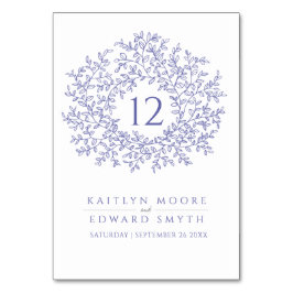 blå löv, monogram bröllop anpassningsbar bordsnummer