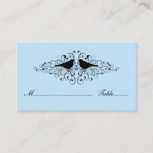 Blå Love Bird Swirls Place Card Placeringskort