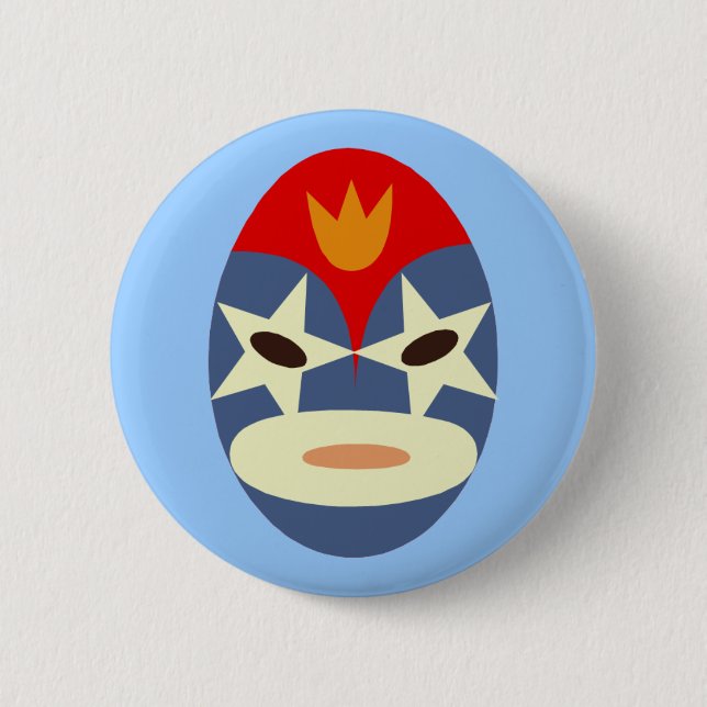 Blå Lucha Libre-mask Knapp (Framsida)
