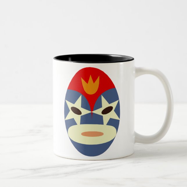 Blå Lucha Libre-mask Två-Tonad Mugg (Höger)