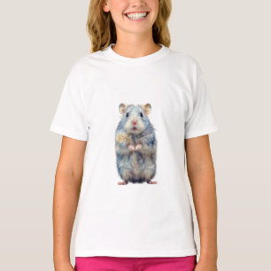 Blå Luffig Fluffig Hamster Illustration Barn T Shirt