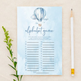 Blå Luftballong Alphabet Baby Shower-spel