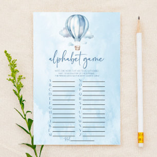 Blå Luftballong Alphabet Baby Shower-spel