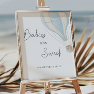 Blå Luftballong Babyskor Spädbarn är Söta Poster