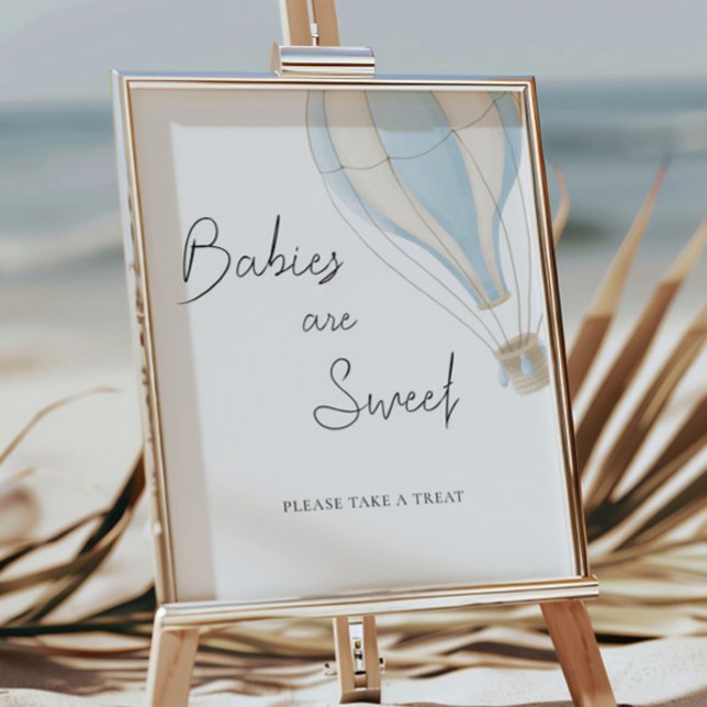 Blå Luftballong Babyskor Spädbarn är Söta Poster (Skapare uppladdad)