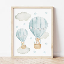 Blå Luftballong, Bear, Bunny, Boy Nursery