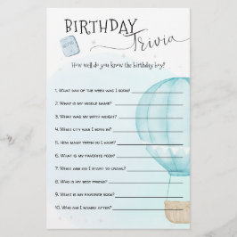 Blå Luftballong Birthday Trivia