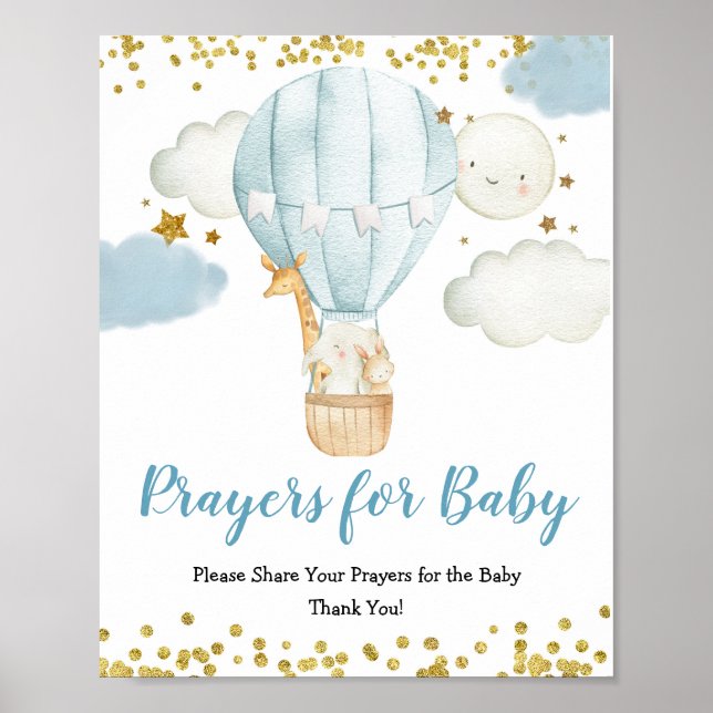 Blå Luftballong Prayers for Baby Sign Poster (Framsidan)