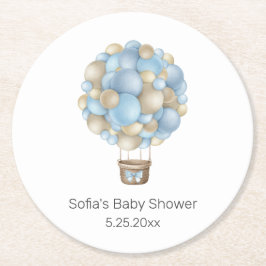 Blå Luftballong Underlägg Papper Rund