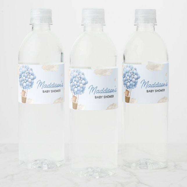 Blå Luftballong upp och bort, babystövel Vattenflaskor Etikett (Flaskor)
