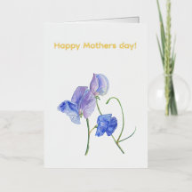 blå luktärt blomma akvarell Glad mors dag