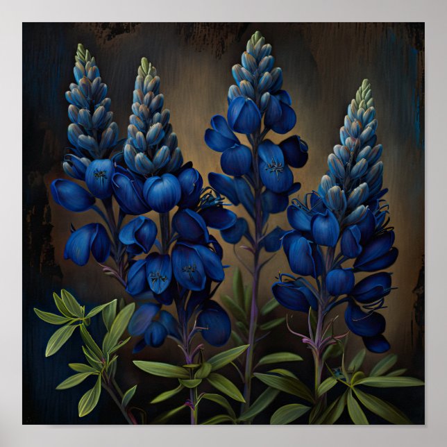 Blå Lupin Blomma Konsttryck Poster (Framsidan)