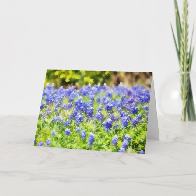Blå Lupinblommor i Akvarell Konst Notkort Kort (Framsida)