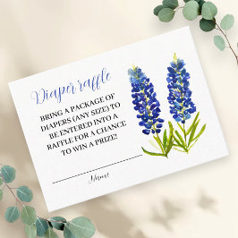 Blå lupiner Texas Blommor Blöjlotteri Baby Shower Tilläggskort