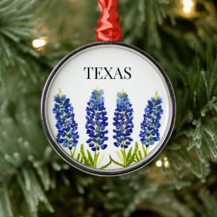Blå lupiner Texas statliga blommor Lupin Akvarell Julgransprydnad Metall