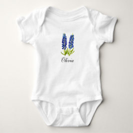 Blå lupiners akvarell Blommig Tjej Bebis bodysuit T Shirt