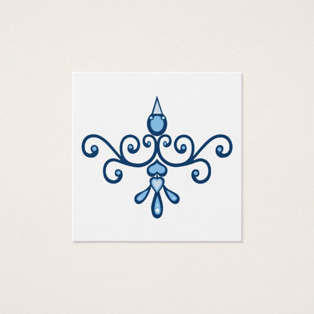 Blå lyckans blå fågel modern folkkonst fyrkantigt visitkort (Framsida)