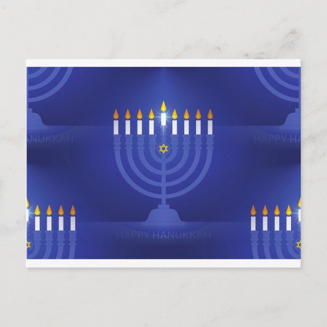 blå lycklig hanukkah helg vykort (Framsida)