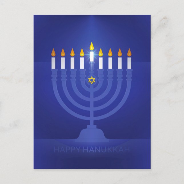 blå lycklig hanukkah helg vykort (Framsida)