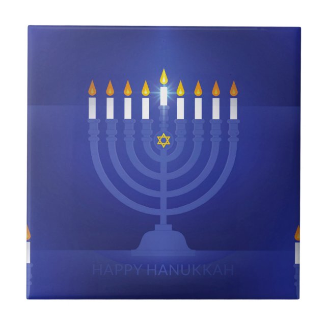 blå lycklig hanukkah kakelplatta (Framsidan)