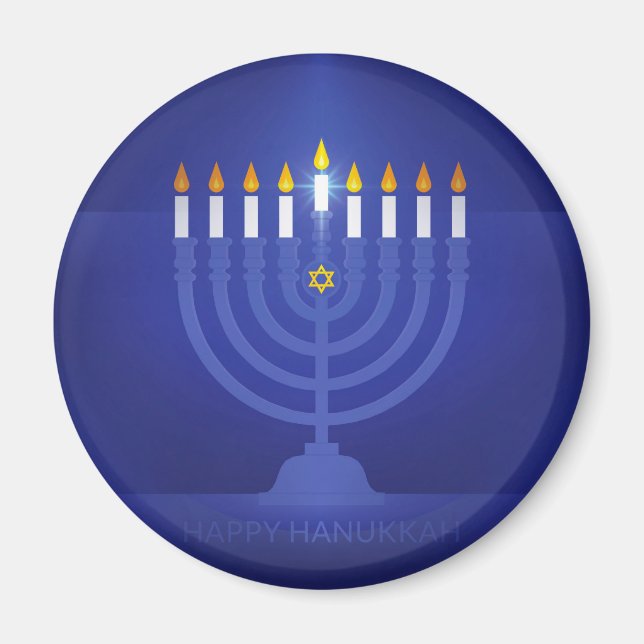 blå lycklig hanukkah magnet (Framsidan)
