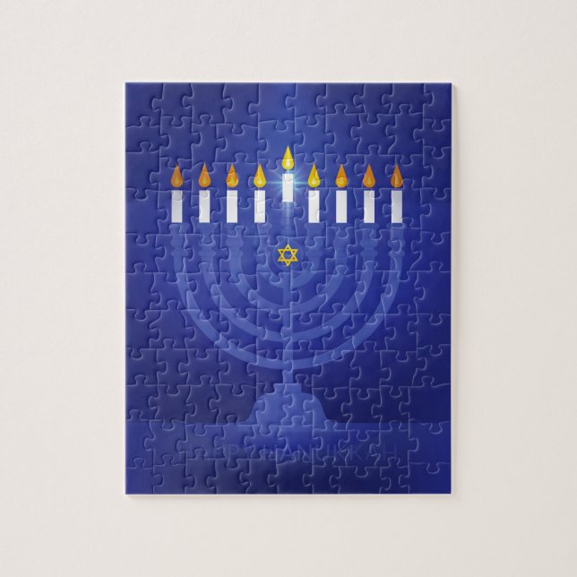 blå lycklig hanukkah pussel (Vertikal)