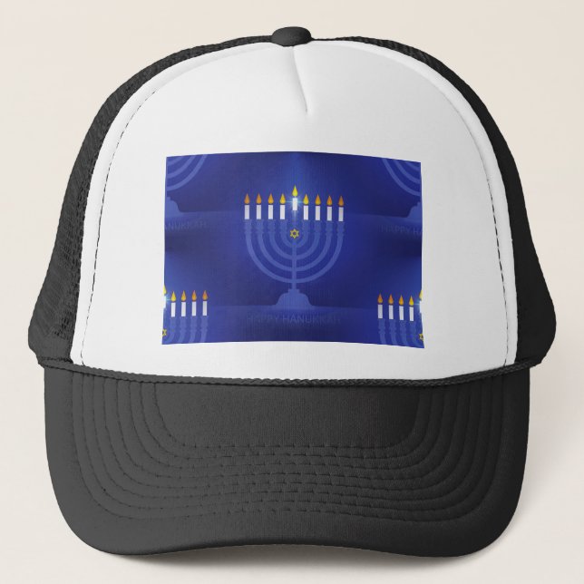blå lycklig hanukkah truckerkeps (Framsida)