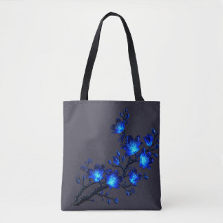 Blå lysande blomstergren Totebag Tygkasse