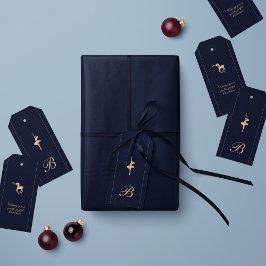 Blå lyxig julpersonlig gåva tag presentetikett