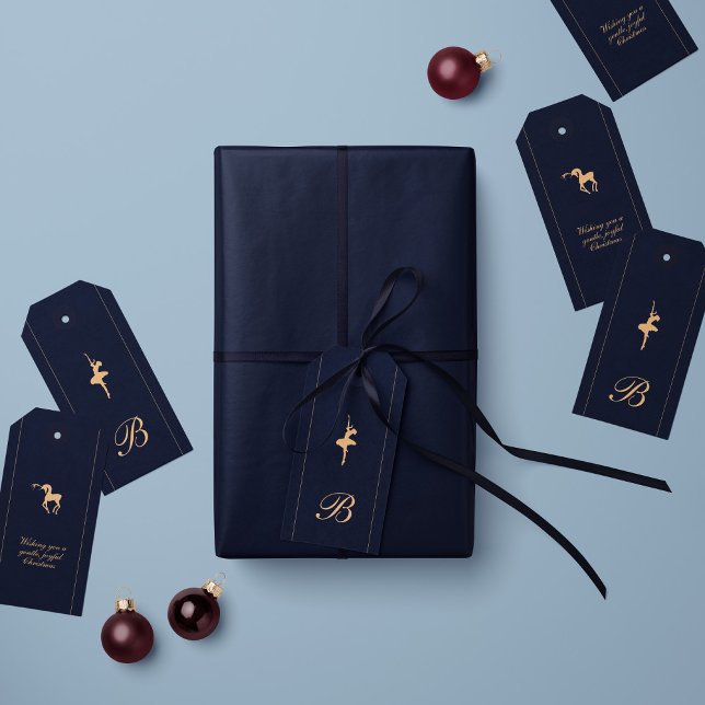 Blå lyxig julpersonlig gåva tag presentetikett (Skapare uppladdad)