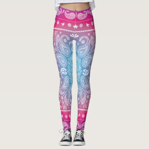 Blå Magenta Paisley Leggings