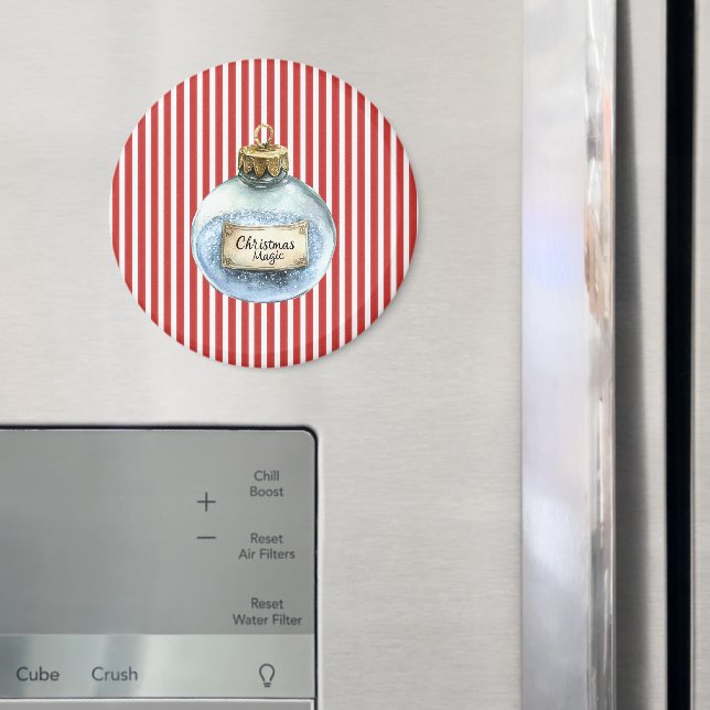 Blå Magisk Prydnad Jul Röda Ränder Magnet (In Situ (Fridge))