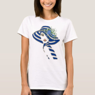 Blå Maj-blommor och Vit ros Bröllop T Shirt
