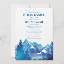 Blå Majestätiskt Berg Akvarell Bar Mitzvah