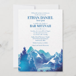 Blå Majestätiskt Berg Akvarell Bar Mitzvah Inbjudningar