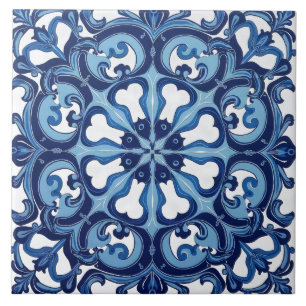 Blå Majolica Medelhavskeramikplatta Kakelplatta