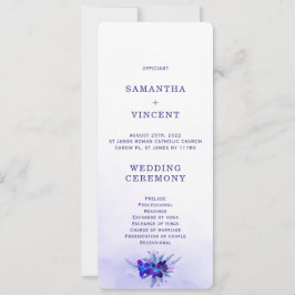 Blå mall för Orchid-Bröllopsprogram