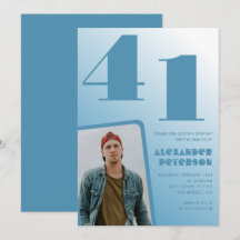 Blå Män Foto gradient 41-års födelsedagsinbjudning