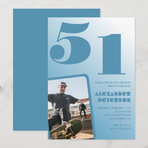 Blå Män Foto gradient 51-års födelsedagsinbjudning Inbjudningar