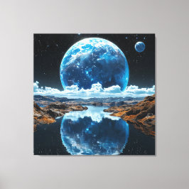 🌙 Blå Mån Natt Himmel Modern Hem Dekoration Canvastryck