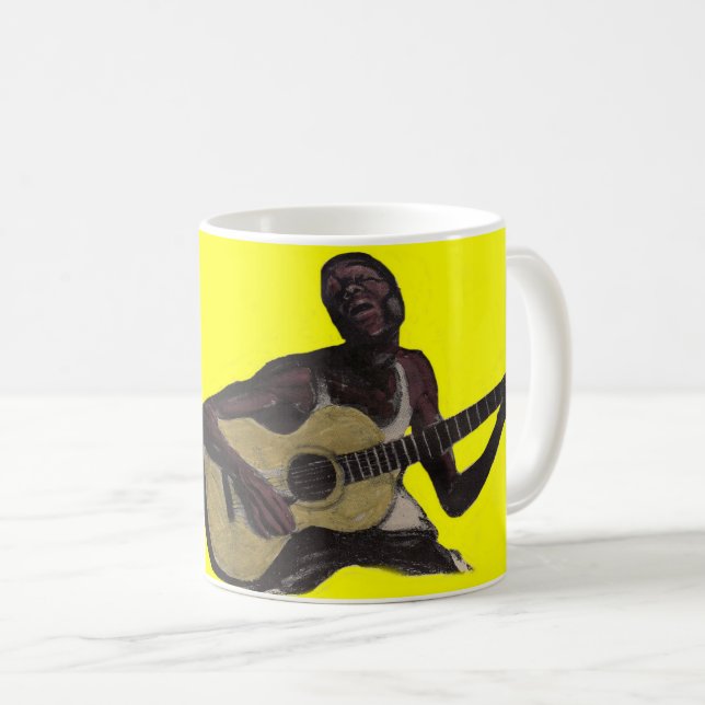 blå man som sjunger blues kaffemugg (Framsida höger)