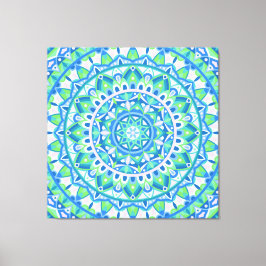 Blå Mandala Boho Andlig Geometrisk Mönster Mysig Canvastryck