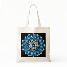 Blå Mandala Boho Blommig Geometrisk Canvas