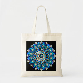 Blå Mandala Boho Blommig Geometrisk Canvas Tygkasse