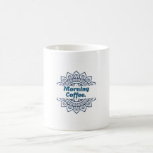 Blå Mandala Delad Mönster Morgonkaffe Keramik