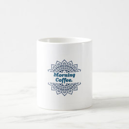 Blå Mandala Delad Mönster Morgonkaffe Keramik Kaffemugg