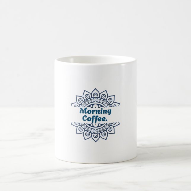 Blå Mandala Delad Mönster Morgonkaffe Keramik Kaffemugg (Center)