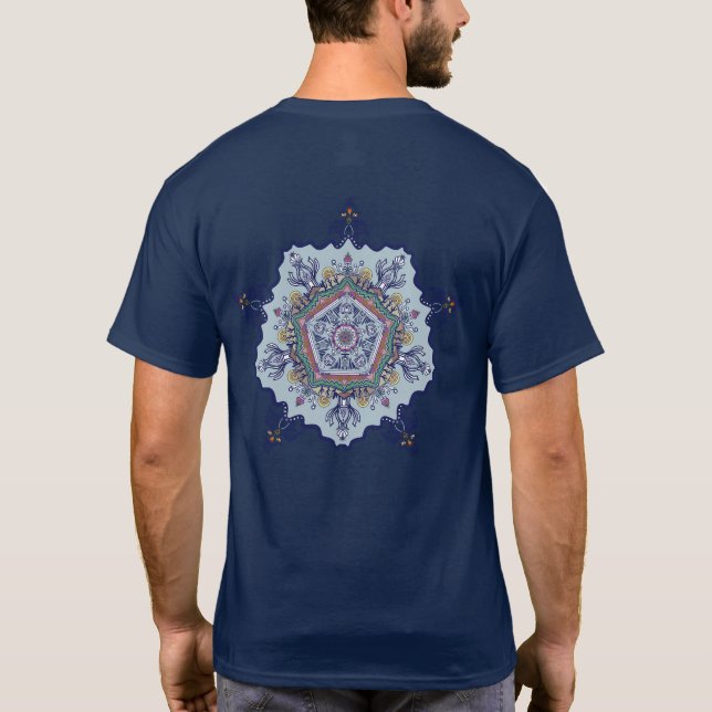 Blå Mandala-design T Shirt (Baksida)